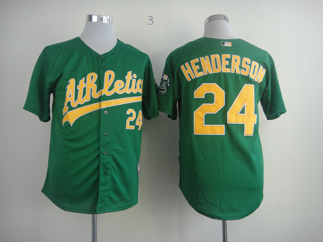 Men Oakland Athletics #24 Henderson Green MLB Jerseys
